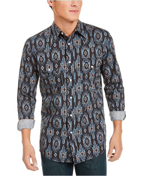 Wrangler Men S Checotah Regular Fit Geo Print Western Shirt Reviews Casual Button Down Shirts Men Macy S