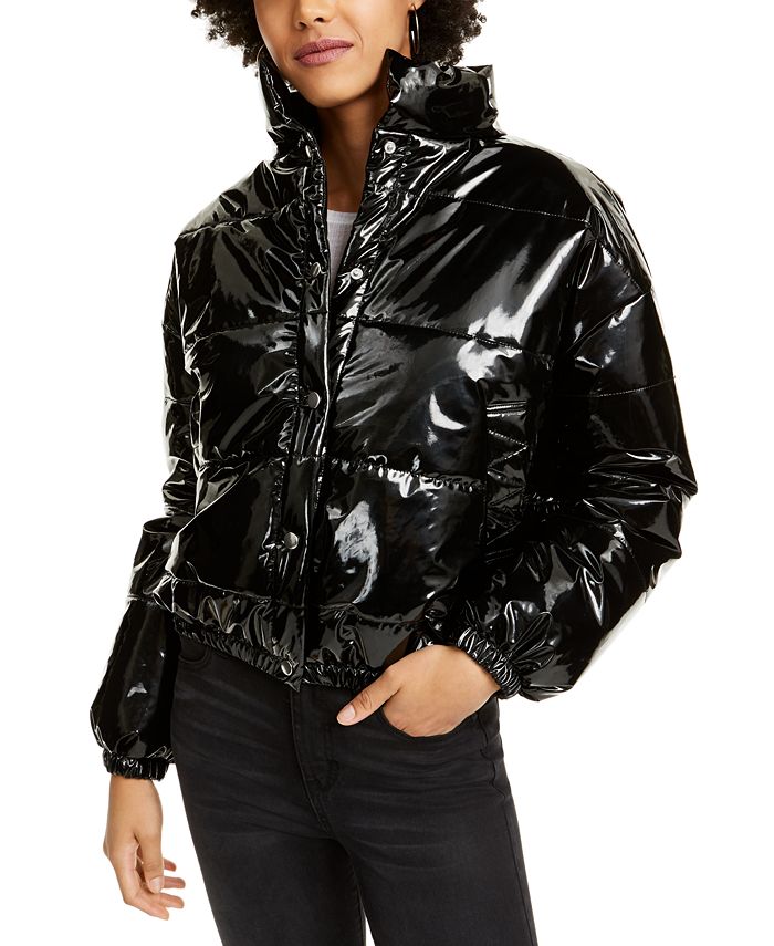 Kit & Sky Faux-Leather Puffer Jacket - Macy's