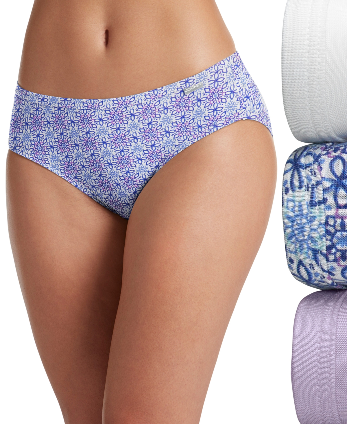 Jockey Elance Supersoft Bikini Underwear 2070 In Crochet Tile,soft Lilac,white