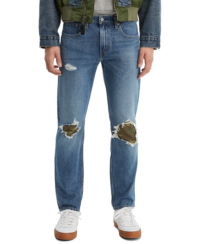 Levi's Men's 502 Tapered Fit Ripped with Camo Print Repair Jeans - Macy's