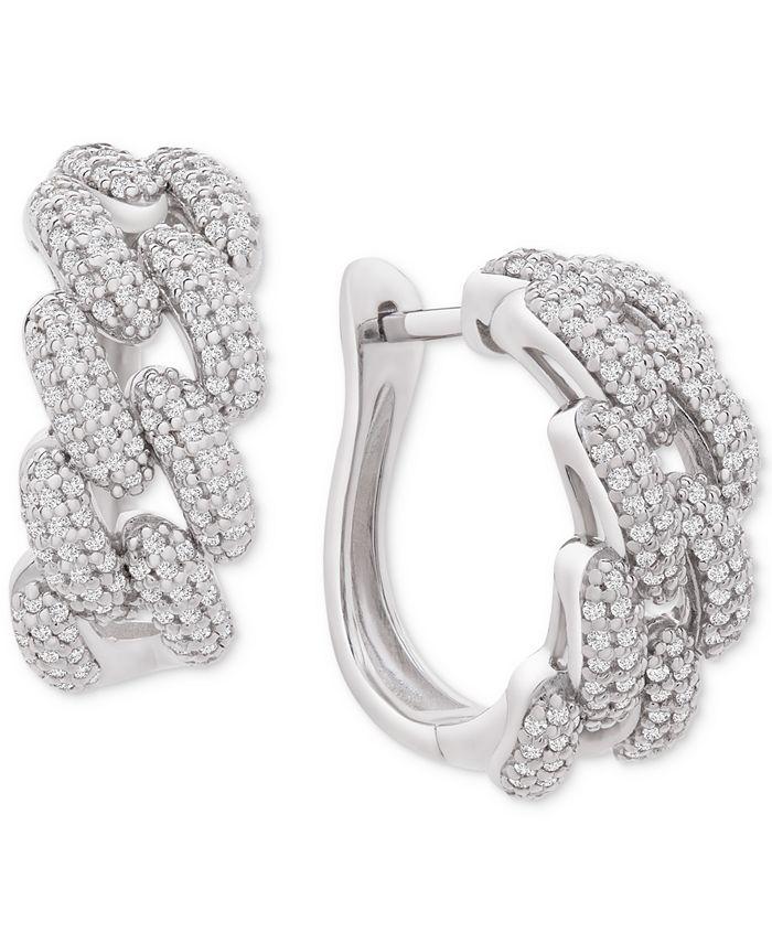 silver chain link hoop earrings