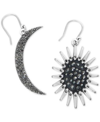 Lucky Brand - Silver-Tone Stone Sun & Moon Mismatch Drop Earrings
