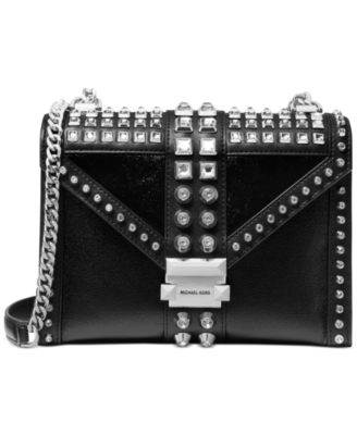 silver and black michael kors purse