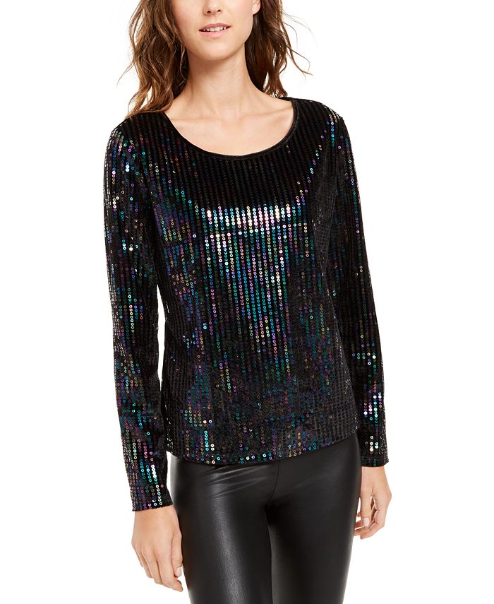 INC International Concepts INC Sequinned Velvet Top, Created for Macy's ...