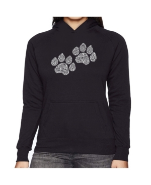 La Pop Art Women's Word Art Hooded Sweatshirt -Woof Paw Prints
