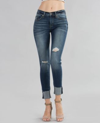 Kan Can Women's Basic Mid Rise Super Skinny Jeans - Five Pocket Stretch Denim, Blue, Size 24 - View #5