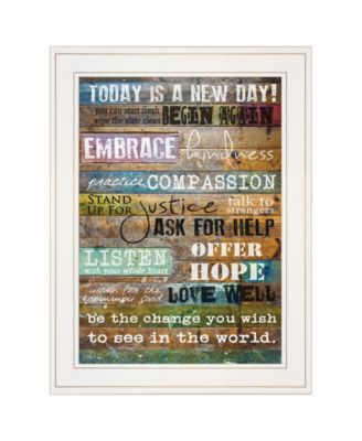 Today Is by Marla Rae, Ready to hang Framed print, White Frame, 15" x 19"