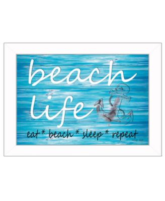 Beach Life By Cindy Jacobs, Printed Wall Art, Ready to hang, White Frame, 14" x 10"