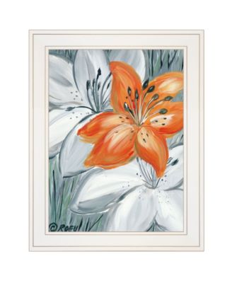 Tiger Lily in Orange by Roey Ebert, Ready to hang Framed Print, White Frame, 15" x 19"