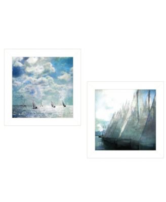 Sailboat Marina 2-Piece Vignette by Bluebird Barn, White Frame, 15" x 15"