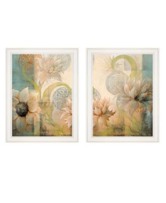 Meandering Flowers I II 2-Piece Vignette by Dee Dee, White Frame, 21" x 27"