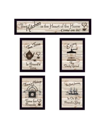 Kitchen Friendship Collection II 5-Piece Vignette by Millwork Engineering, Black Frame, 32" x 10"