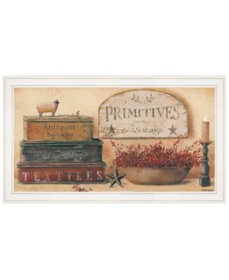Primitives Vintage-Like by Pam Britton, Ready to hang Framed Print, White Frame, 33" x 19"