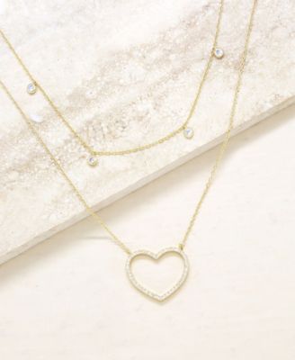 Crystal Heart Drop Layered Necklace, Set of 2