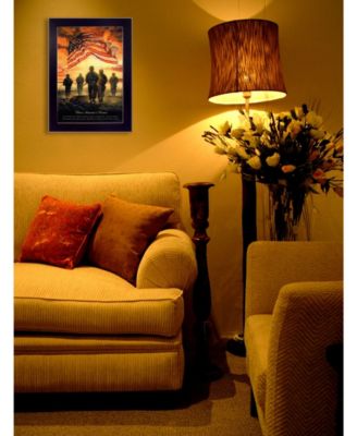 Bless Americas Heroes By Bonnie Mohr, Printed Wall Art, Ready to hang, Black Frame, 14" x 10"