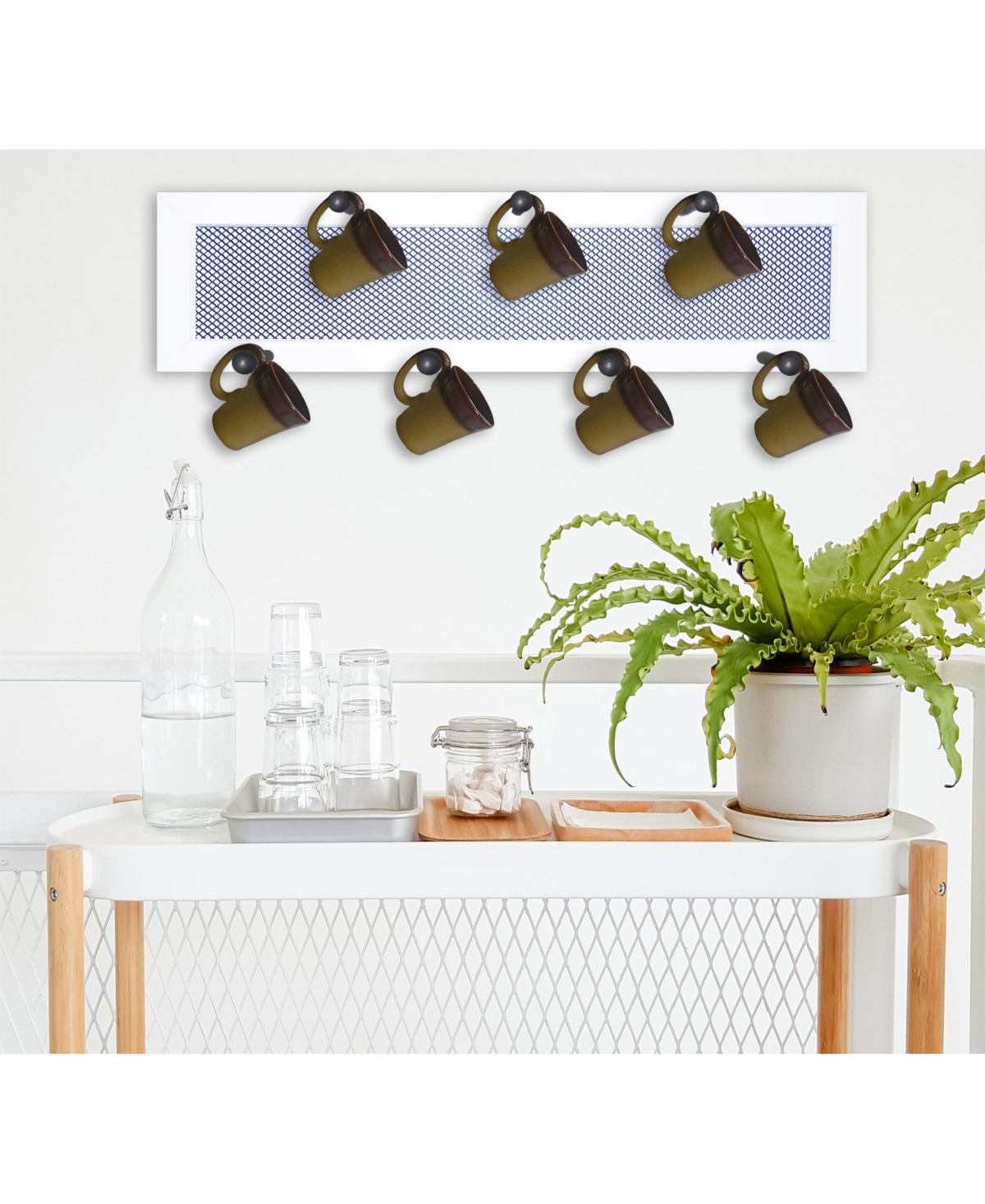 Trendy Decor 4U 7-Peg Mug Rack by Millwork Engineering, White Frame,