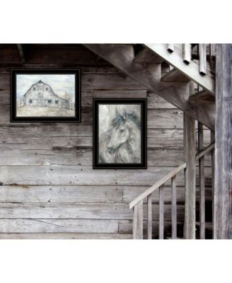 Trendy Décor 4U True Spirit Horses 2-Piece Vignette by Debi Coules, Black Frame, 15" x 19"