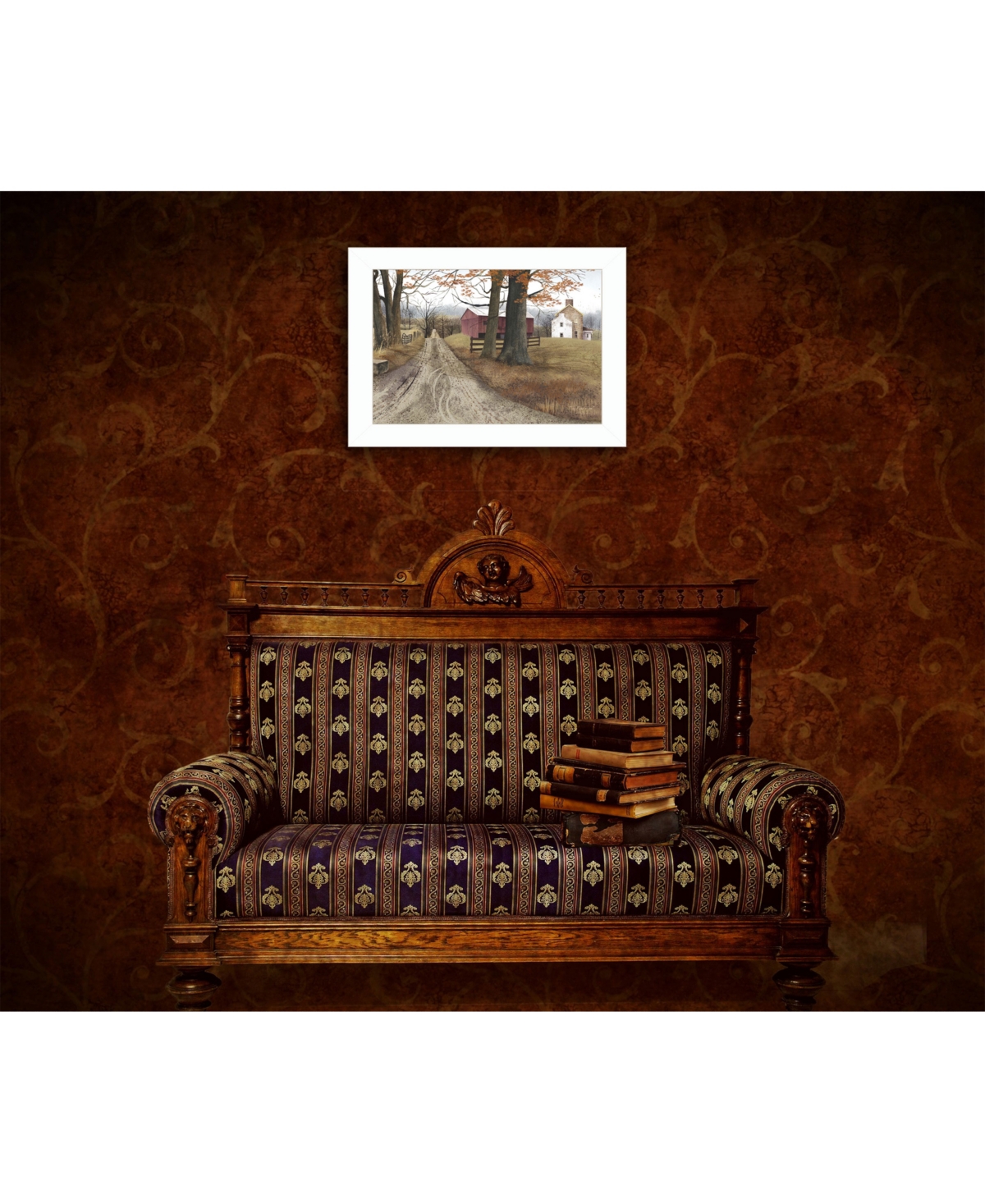 Trendy Decor 4U The Road Home by Billy Jacobs, Ready to hang Framed Print, White Frame,