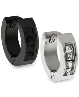 image of Sutton Stainless Steel Two-Tone Cz Huggie Earring Set