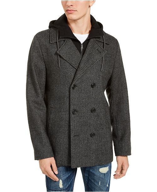 American Rag Men S Calloway Herringbone Peacoat With Attached