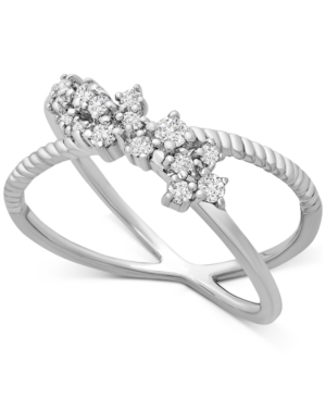 image of Diamond Cluster Crissross Cluster Ring (1/4 ct. t.w.) in 10k White Gold