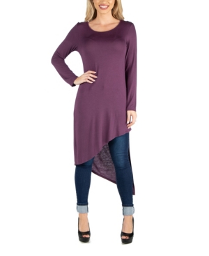 image of 24Seven Comfort Apparel Women Full Length Long Sleeve Asymmetric Hem Top