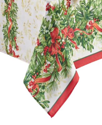 Elrene Holly Traditions Holiday Tablecloth - 60" x 84" oval