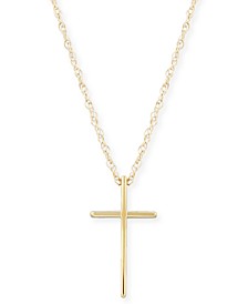 Solid Cross Necklace Set in 14k Yellow, White or Rose Gold
