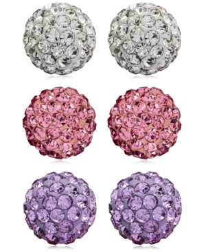 image of Link Up 3-Piece Set Assorted Color Ferido Ball Sterling Silver Stud Earrings