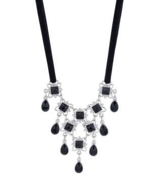 image of Downton Abbey Ribbon Stone Drop Bib Necklace