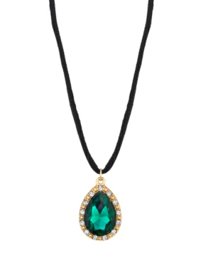 image of Downton Abbey Crystal Emerald Teardrop on Cord Necklace