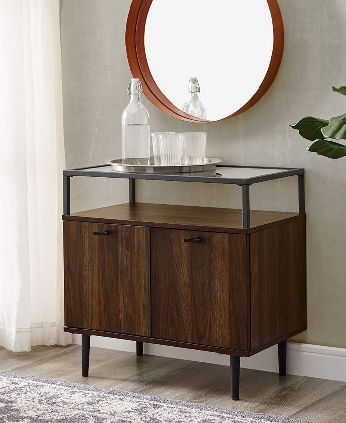 Walker Edison Modern Glass Top 2 Door Side Table Macy's