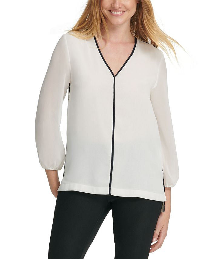 DKNY High-Low Top With Piping - Macy's