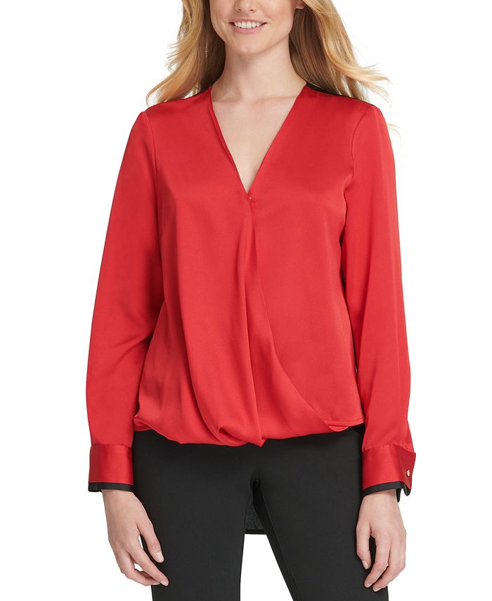 DKNY Hammered Satin Twist-Front Blouse - Macy's