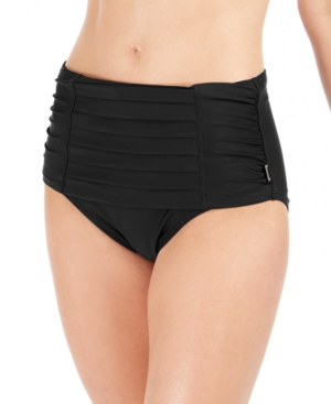 image of Calvin Klein Pleated High-Waist Bikini Bottoms Women-s Swimsuit