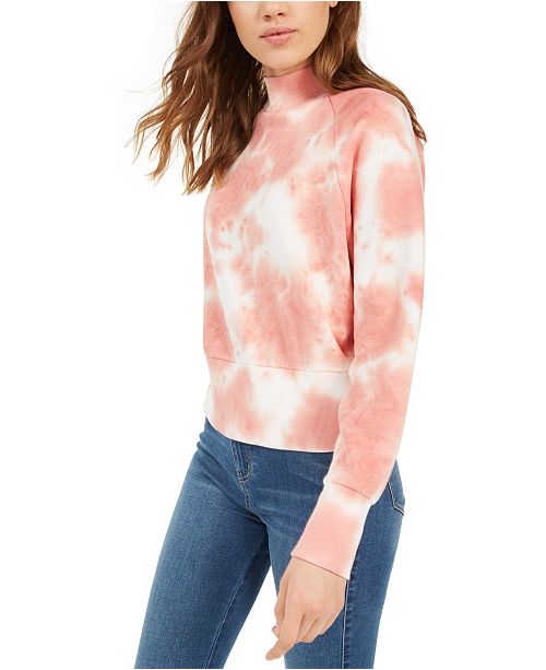 Pink Rose Juniors Mock Neck Tie Dyed Sweatshirt Reviews