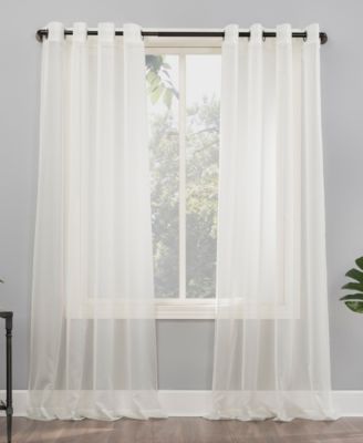 Small Plain widow shower proof lined voile curtain set 34ins wide to 60ins drop 