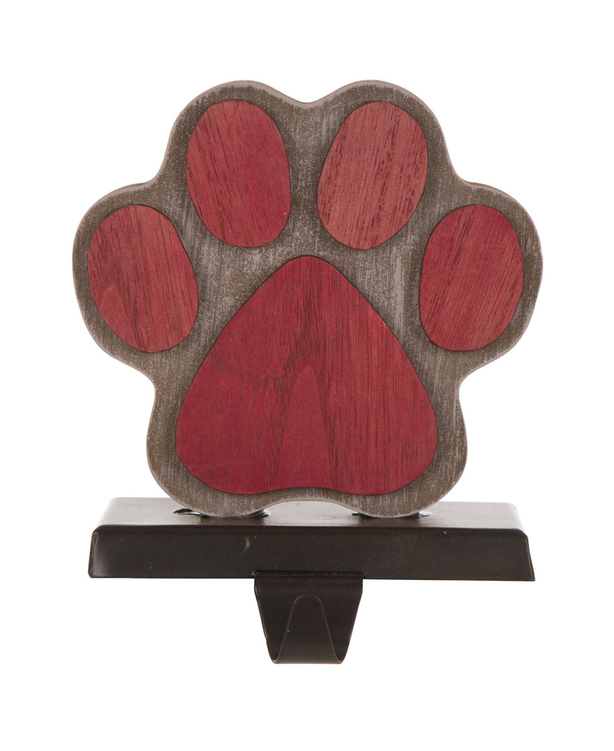 6.30" H Wooden Paw Stocking Holder - Red