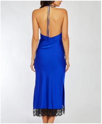 Women's Halter Lingerie Slip Trimmed in Lace