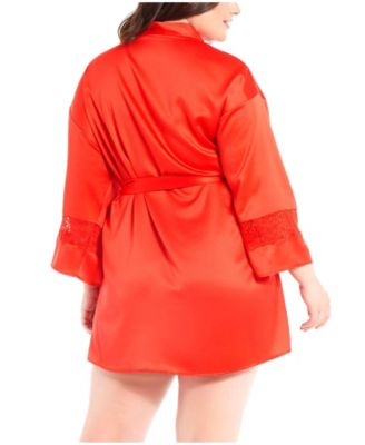Satin Cut Out Laced Trimmed Lounge Robe