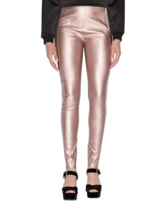 A|X Armani Exchange - Metallic Faux-Leather Leggings