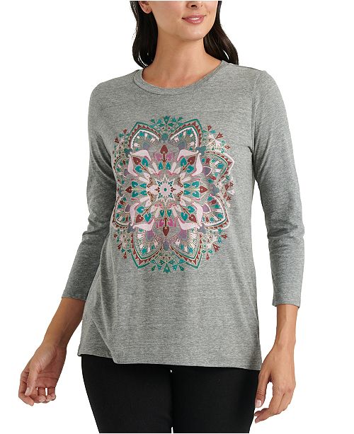 Lucky Brand Mandala 3 4 Sleeve T Shirt Reviews Tops Women