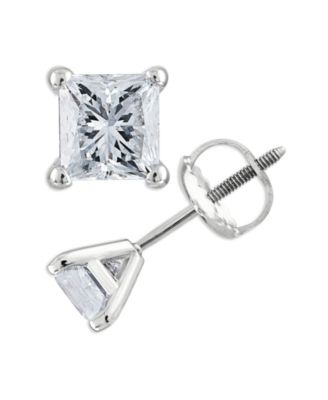 Macy's - Princess-Cut Diamond Stud Earrings (1/3 ct. t.w.) in 14k White Gold