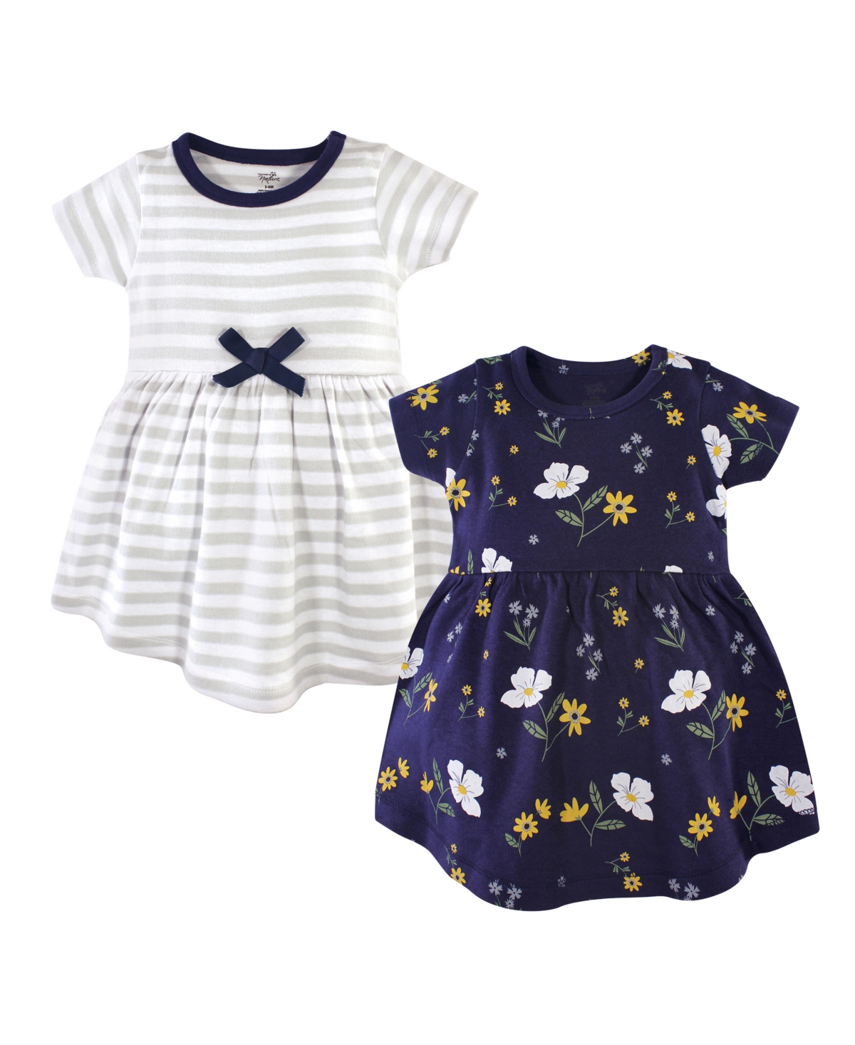 Hudson Baby Toddler Girls Hudson Cotton Short-Sleeve Dresses 2pk,- Night blooms