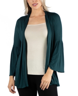 24Seven Comfort Apparel Long Flared Sleeve Open Front Cardigan