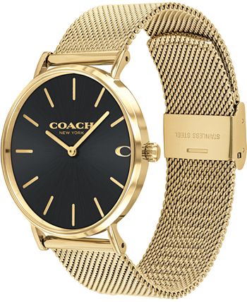 COACH - Men's Charles Gold-Tone Mesh Bracelet Watch 36mm