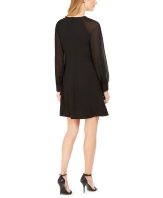 Illusion-Sleeve A-Line Dress