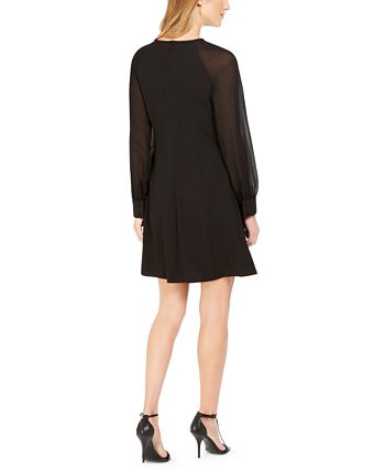 Calvin Klein Illusion-Sleeve A-Line Dress & Reviews - Dresses - Women -  Macy's