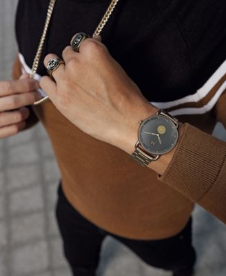 MVMT Men's Revolver Bronze Age Gray Leather Strap Watch Set 41mm