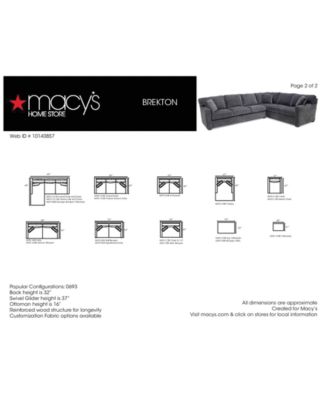 Furniture Brekton 3-Pc. Fabric Sofa Return with Chaise